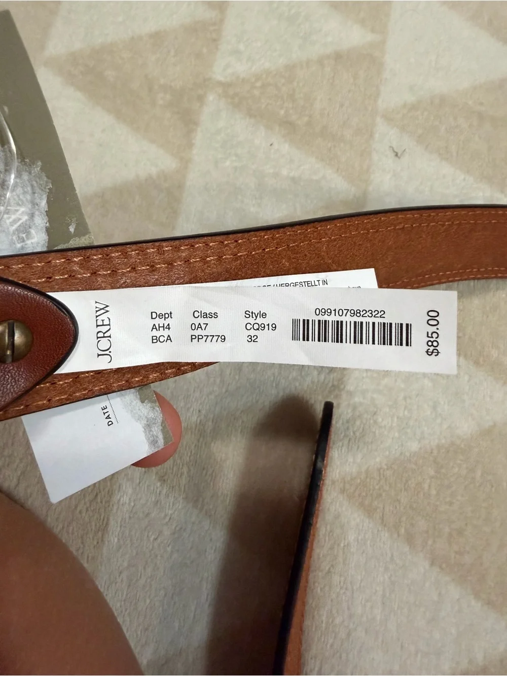 J crew burnt caramel Contrast-stitch belt in leather